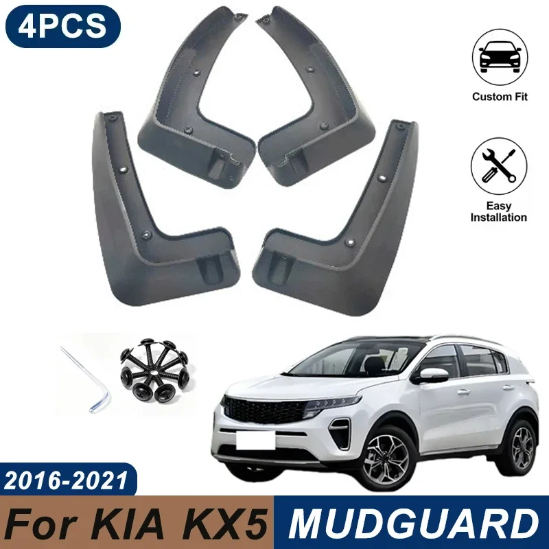 4PCS Car Mud Flaps For KIA KX5 2016-2021 Waterproof Anti-Splash Fender Mudguards Auto Exterior Accessories