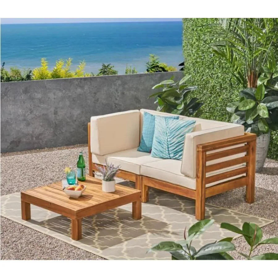 

OANA 3Piece LOVE SEAT SET WITH COFFEE TABLE BEIGE