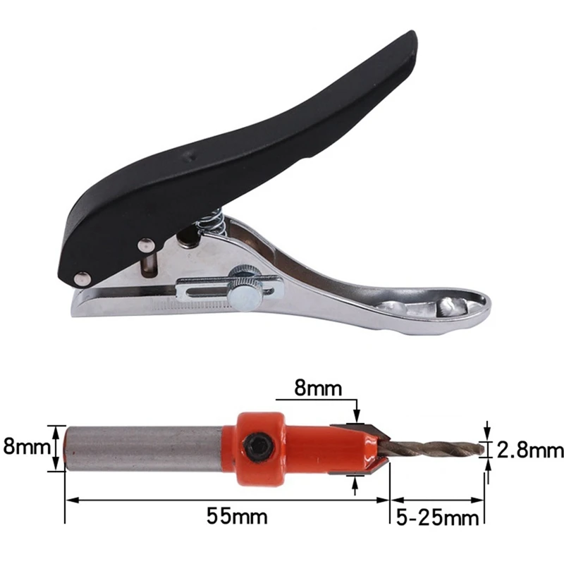 2 Pcs Edge Banding Punching Pliers Paper Screw Cover With Countersink Drill Adjustable Position 2.8Mm