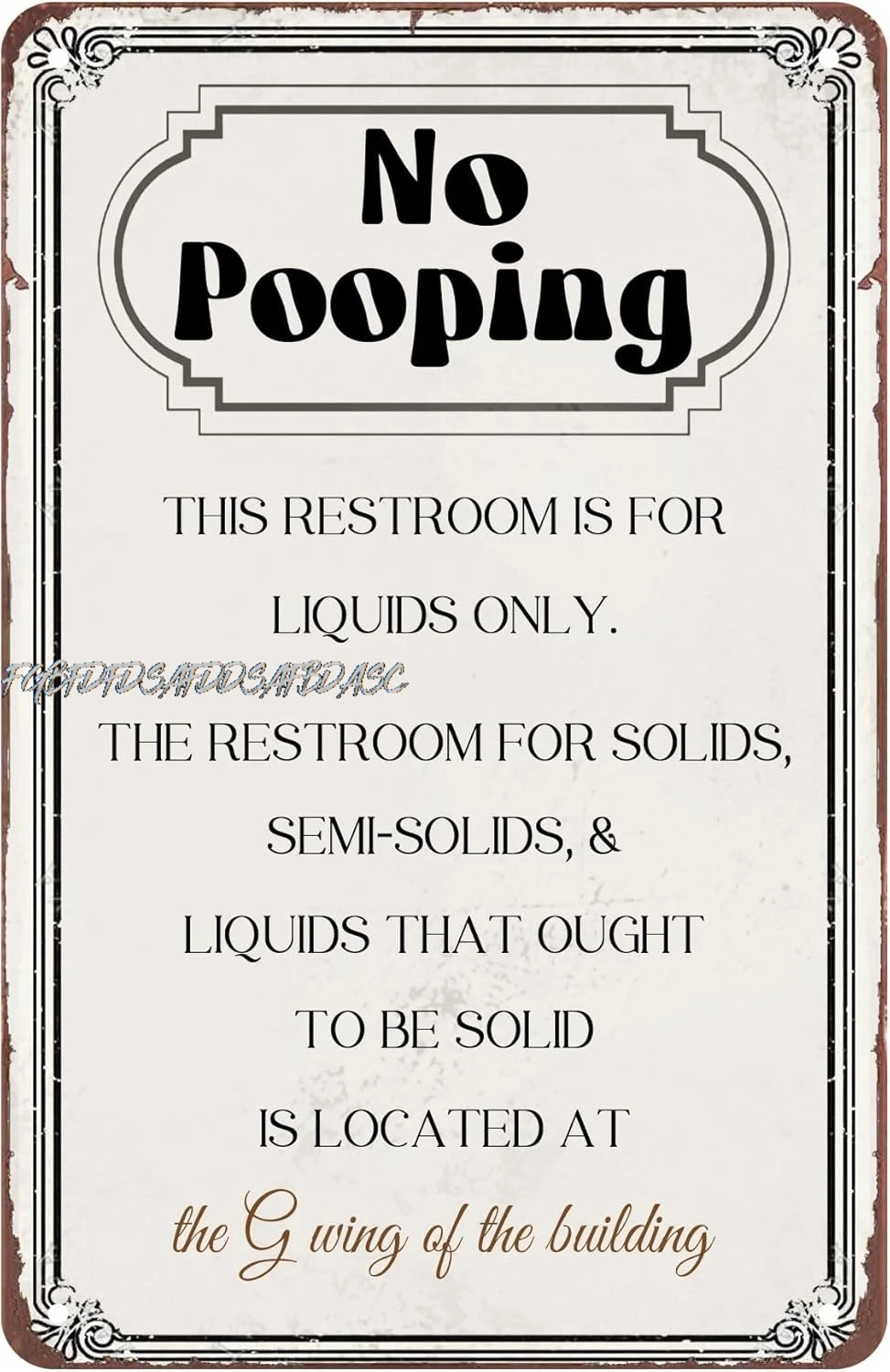 No Pooping Poster Sign Wall Art Funny Potty Humor Decor Retro Metal Tin Sign Vintage Aluminum Sign Home Coffee Wall Decor F sign