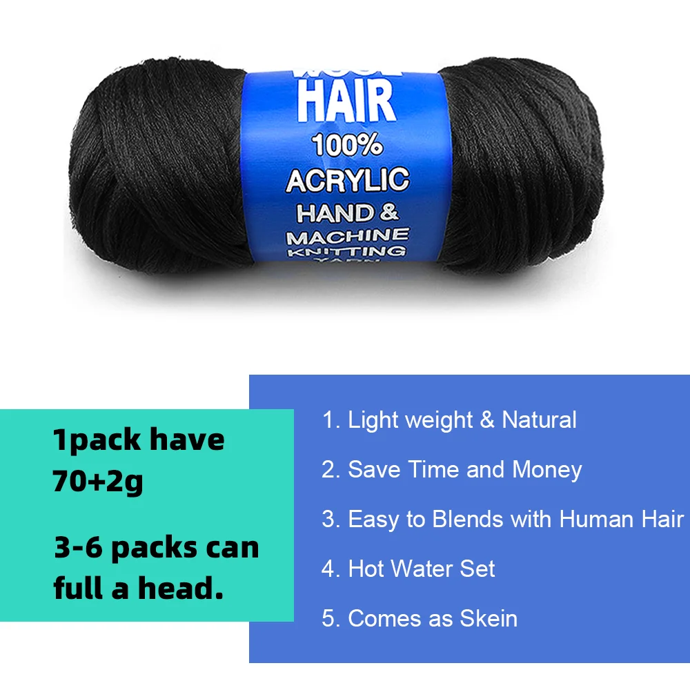 Brazilian Wool Hair Extension For Women African Yaki Synthetic Senegalese Twist Faux Locs Jumbo Braiding Synthetic Fiber Hair