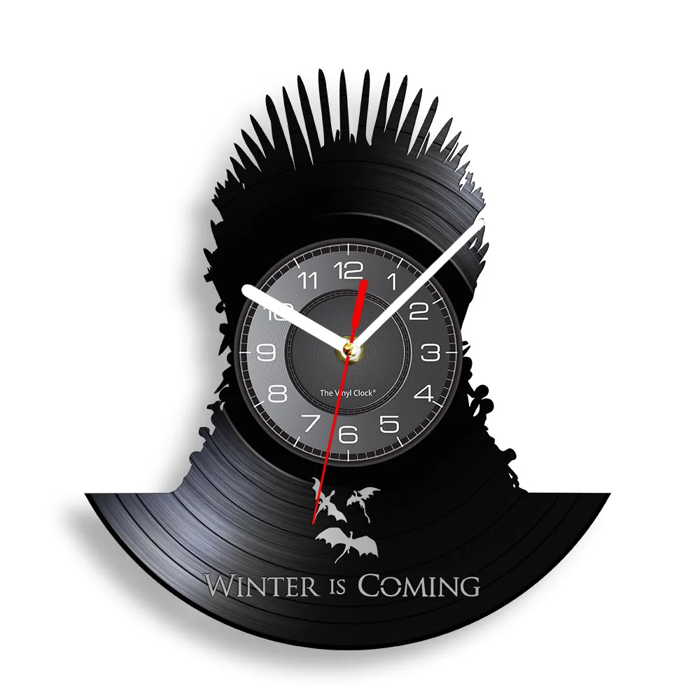 

Iron Throne Inspired Vinyl Record Wall Clock For Living Room Winter Is Coming Home Decor Cut Out Music Album CD Disk Craft Clock