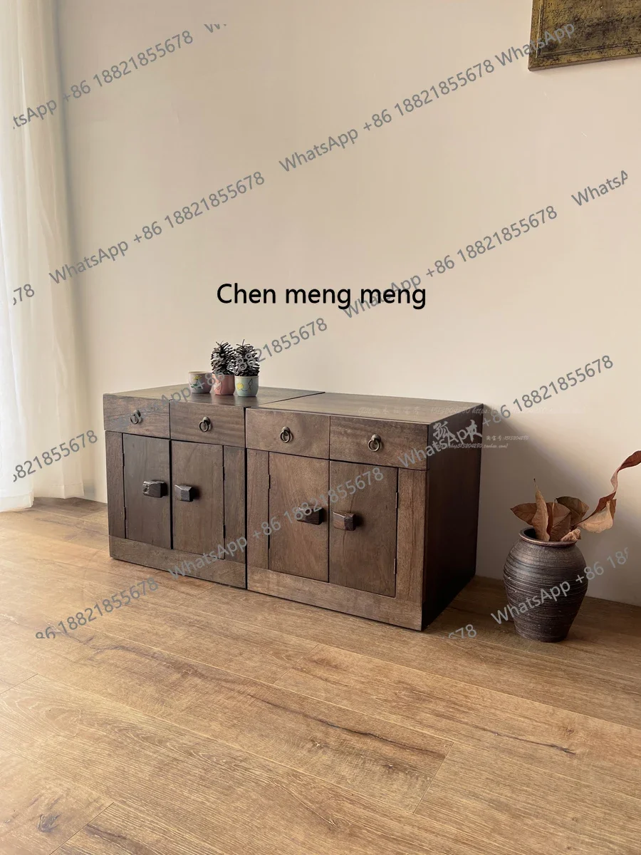 

H All solid wood bedside table, old storage locker, retro small dining side cabinet, Japanese minimalist