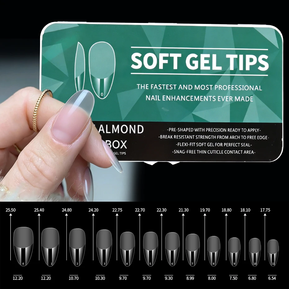 550個入り 半透明フロストネイルチップ ソフトアーモンド型 棺型 スクエア型 アクリル製 ソフトフルカバー つけ爪 マット プレスオンネイル マニキュア