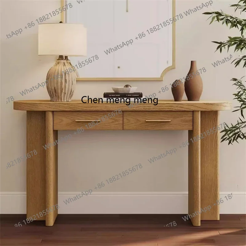 

French log style solid wood console table home retro style entrance table living room entry table R