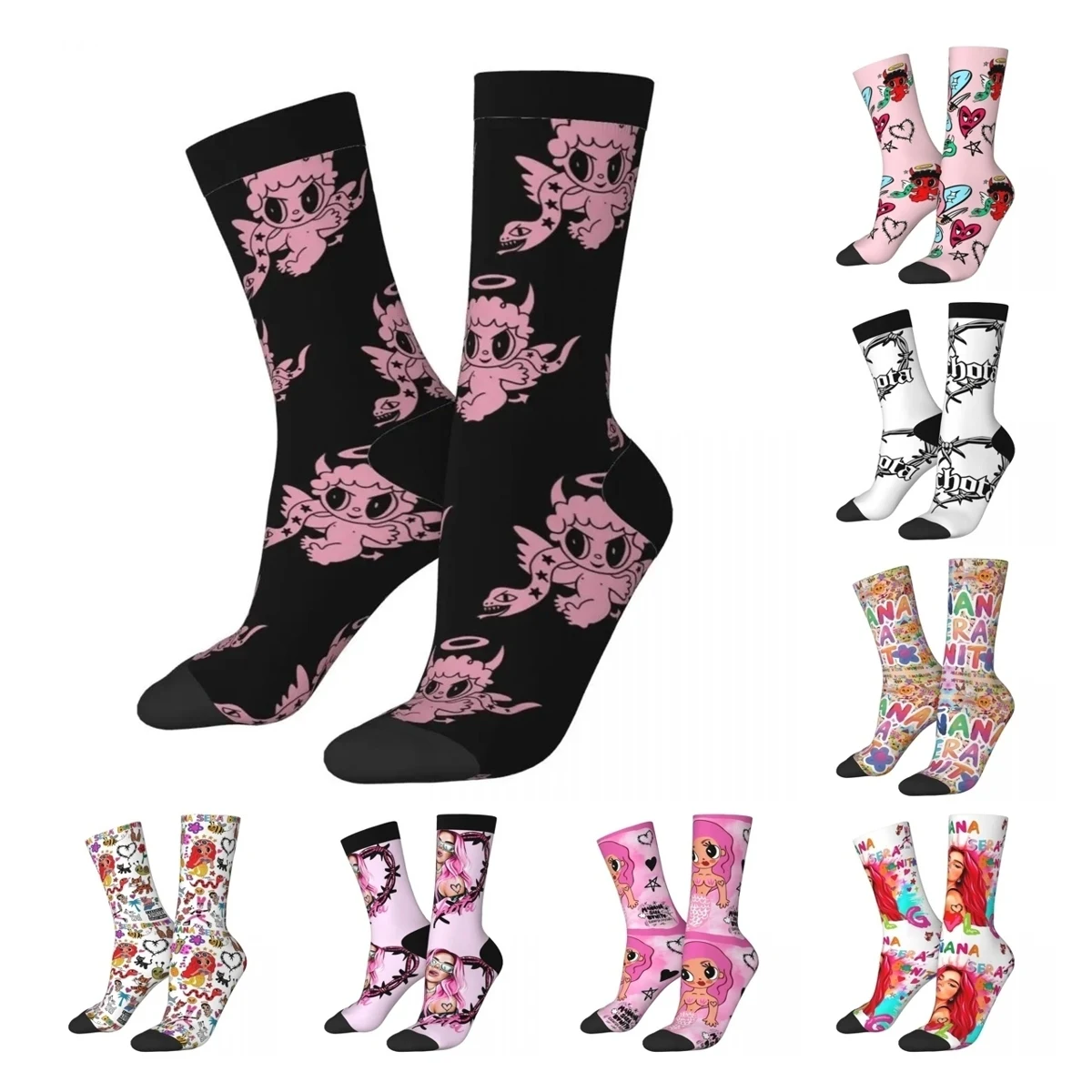 Calcetines divertidos y felices para hombre y mujer, calcetín de poliéster con estampado de Hip Hop, Bichota, temporada KAROL G 2023, primavera, verano, Otoño e Invierno