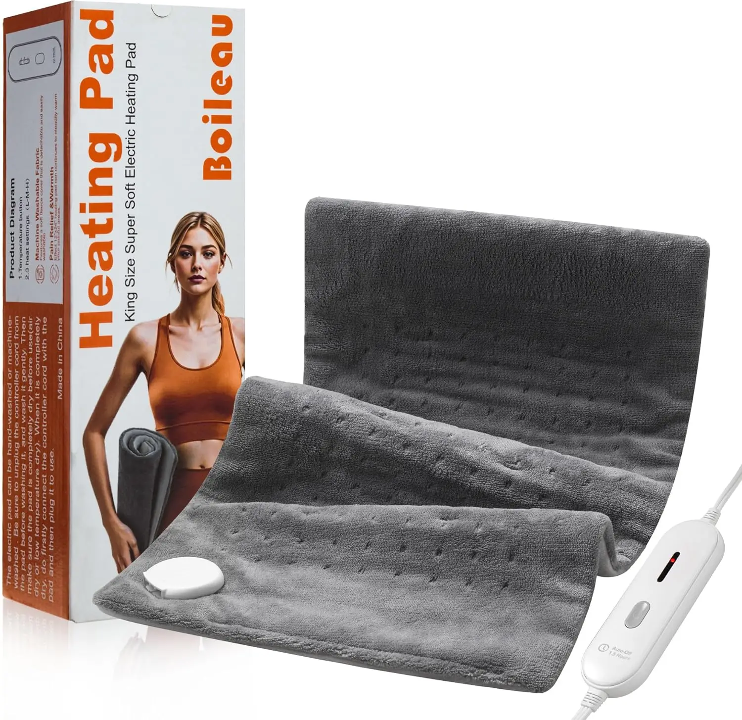 

Electric Heating Pad for Back Pain Relief, XL 12x24 Inch with 3 Heat Levels, Auto Shut Off & Washable