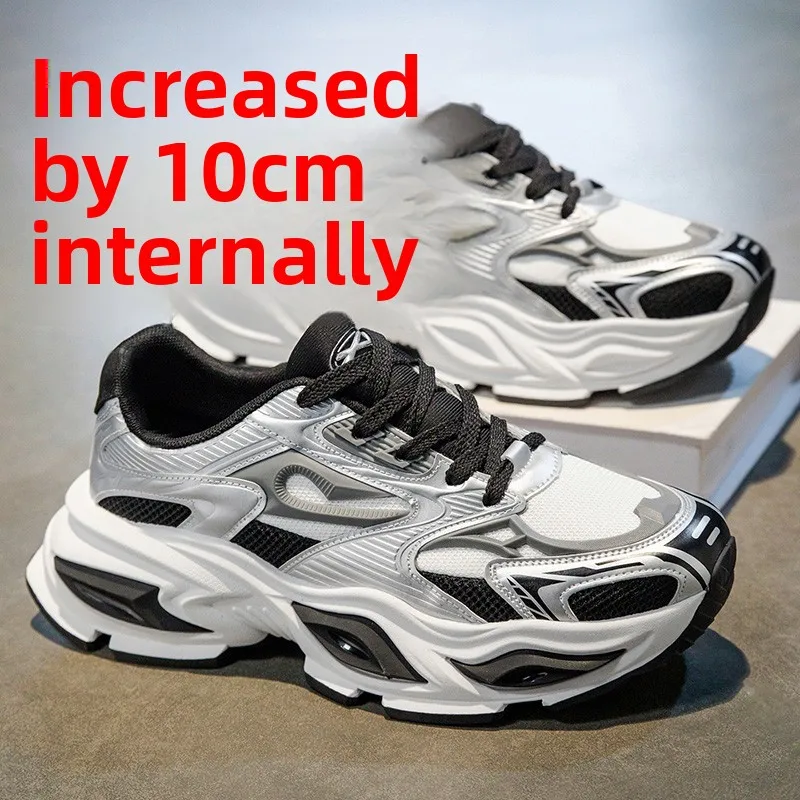 

Men's Casual Sports Shoes Breathable Mesh Thick Bottom Invisible Heightening 10cm Leisure Fashion Dad Shoes New Arrival 2026