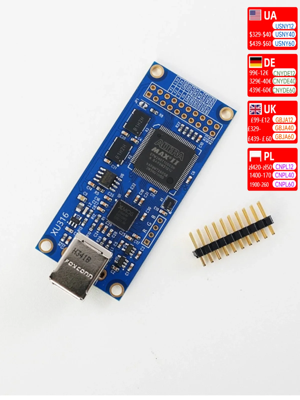 XMOS XU316 USB digital interface supports MQA compatibility with Amanero Italian sub card 4-layer board