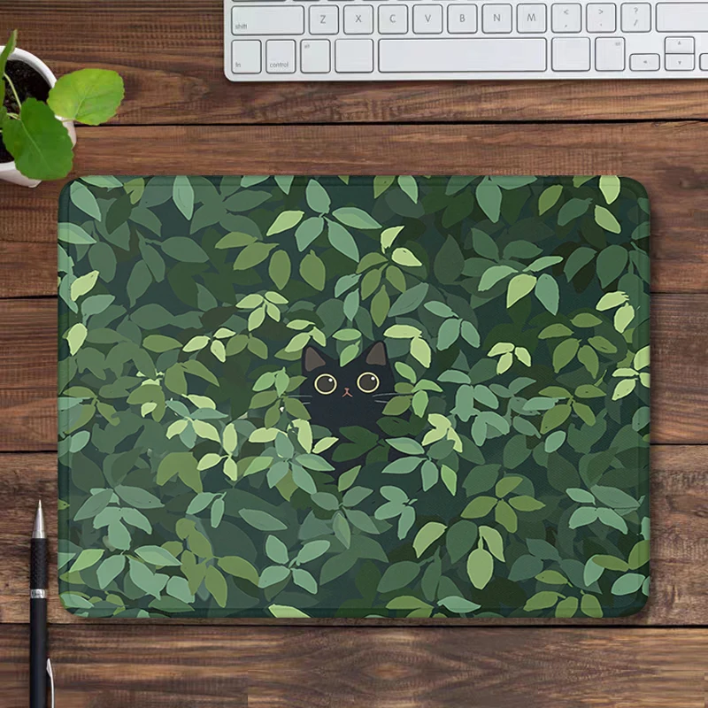 Green Desk Mat Nature Mouse Pad Cute Cats Small Mouse pad Gaming Accessories keyboard Mat Kawaii Mousepad Aesthetic Computer Pad
