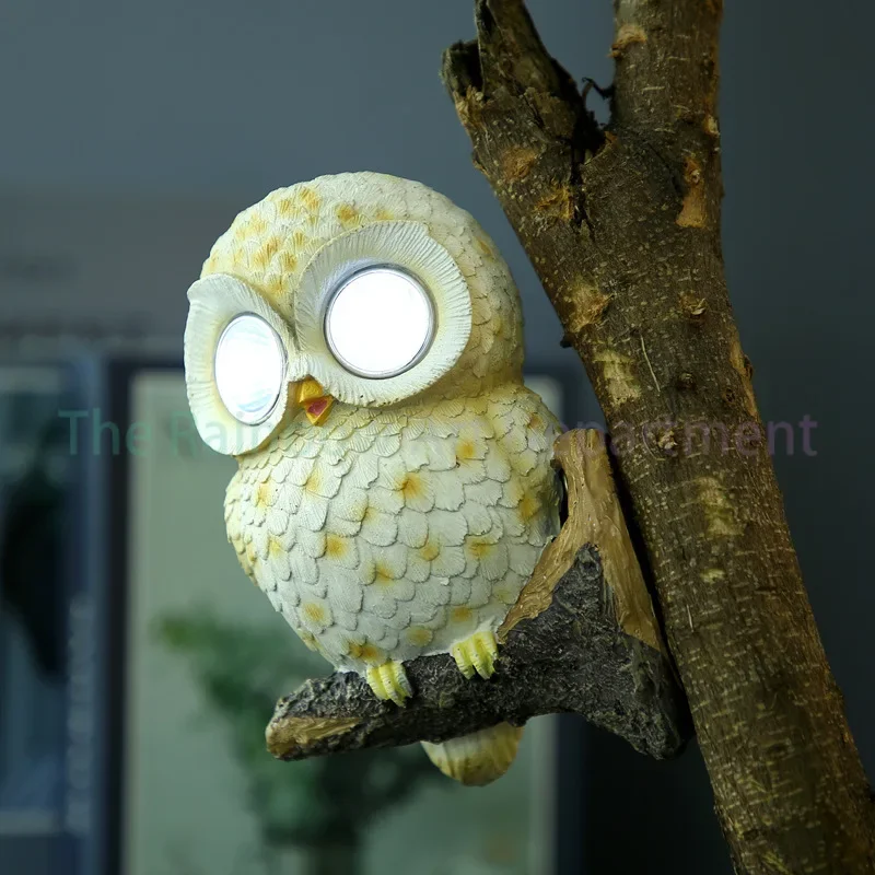 Creative Solar Light Owl Ornament Garden Night Light Ornament Resin Crafts Home Decoration