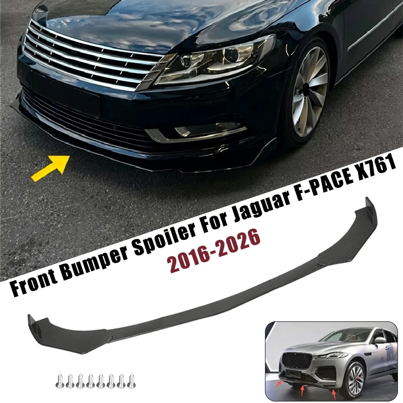 Sport Front Bumper Splitter Spoiler Lip For Jaguar F-PACE X761 2016-2026 5Pcs Adjustable Sectional Car Exterior Tuning Body Kit