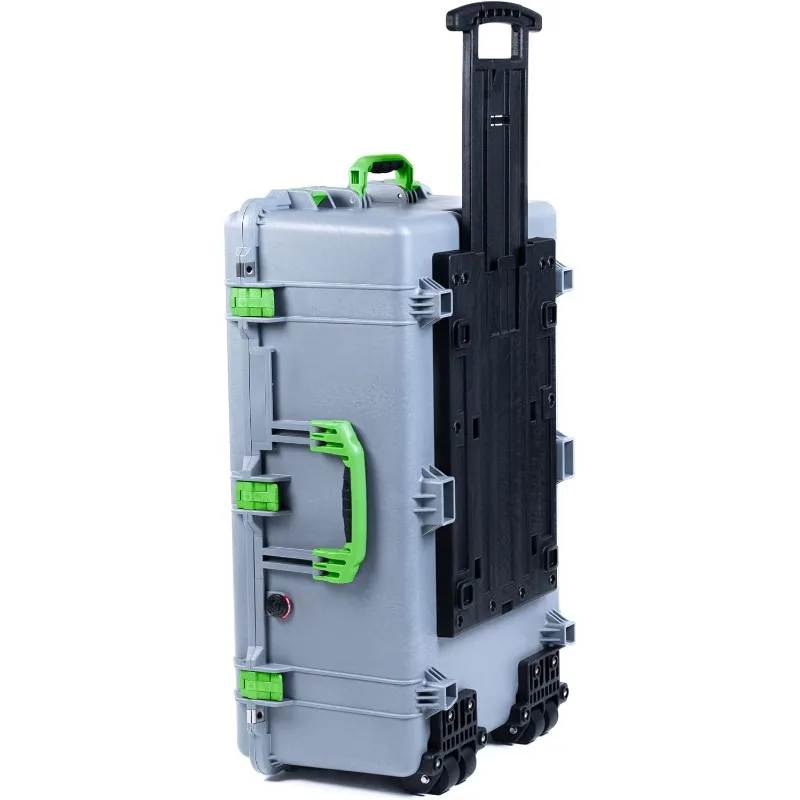 

1650 Case by ColorCase - Silver - Large Size Rolling Waterproof Case (Case Only) - Lime Green Handles & Latches