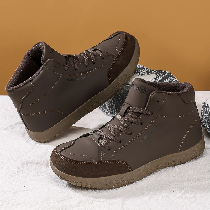 New Winter Booties Men Snow BareFoot Casual Shoes Outdoor Work Shoes Wide-Toe Warm Fur Men Ankle Shoes Male Snow Boots Plus Size