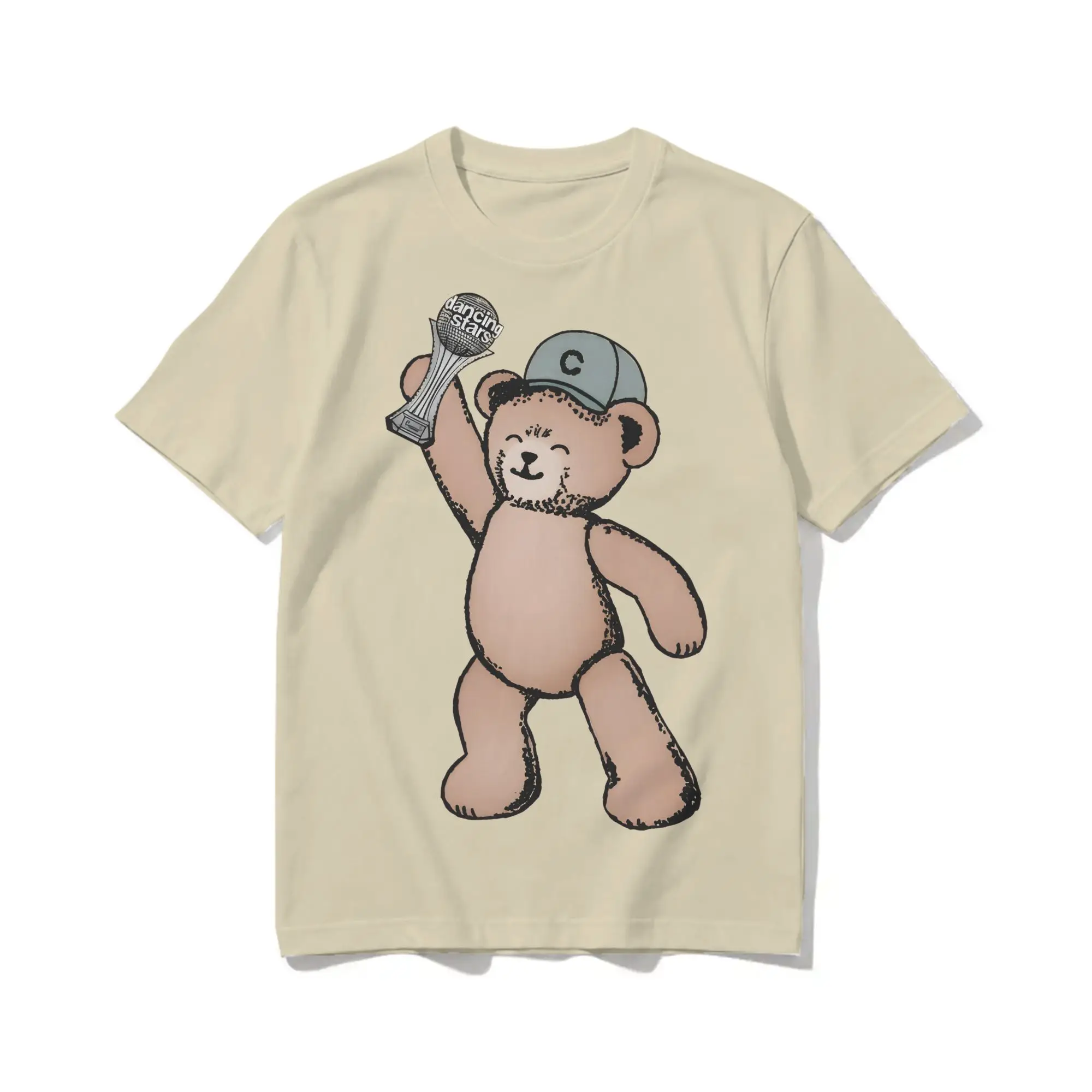 Bncmap Connor Bear Holding Mirrorball T-Shirt Men Women  Pure Cotton Tee Shirt Crewneck Short Sleeve T Shirts Unique Tops