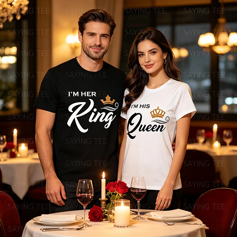 Ich bin ihr König T-Shirt, lustiges Paar-Shirt für Freund und Freundin, ich bin seine Königin für Frauen, Valentinstag, Jahrestage, Partykleidung, T-Shirt – Detail 4