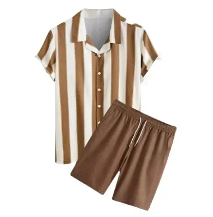 Fashion Men Striped Rompers Short Sleeve Button Shorts Lapel Jumpsuit Drawstring Streetwear 2023 Casual Playsuit Hombre 2025