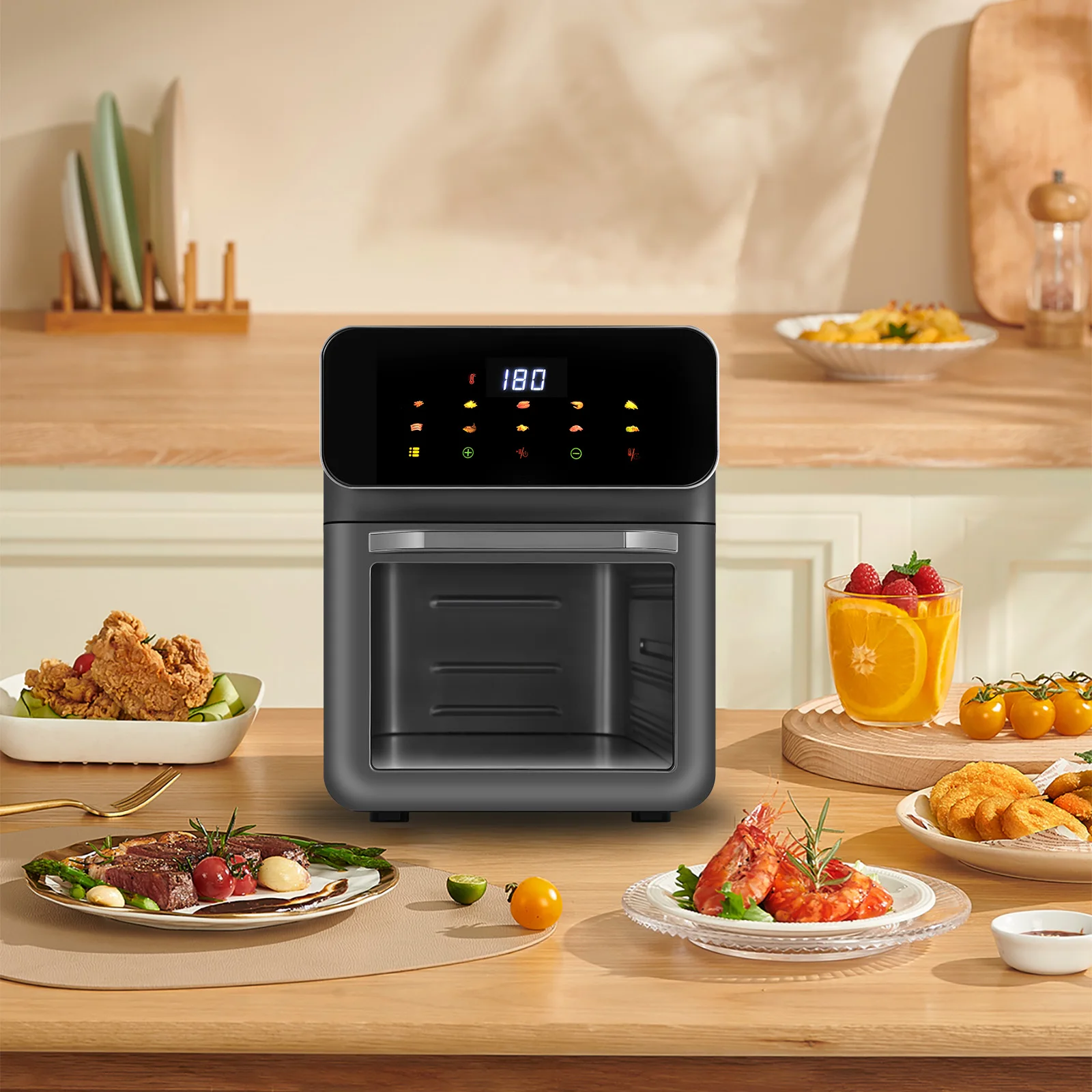 12L Large Capacity Smart Electronic Digital Visual Deep Fryer Without Oil 1350W Multi-Function With Touchscreen  Air Fryer