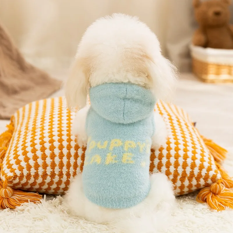 Macaron Colour Puppy Hoodie Autumn and Winter Dog Clothes Teddy Biker Two Legs Clothing Pet Warm Sweater