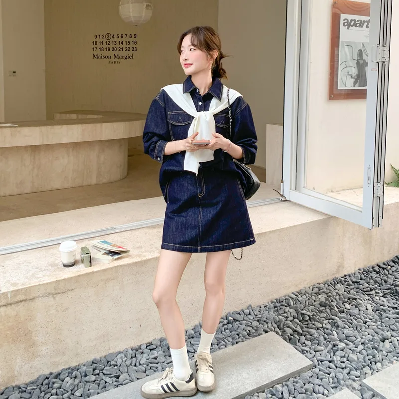 

New Arrival Three-Piece Denim Set Women's Casual Sportswear Korean Style Spring Collection Fashionable Ladies' Outfit