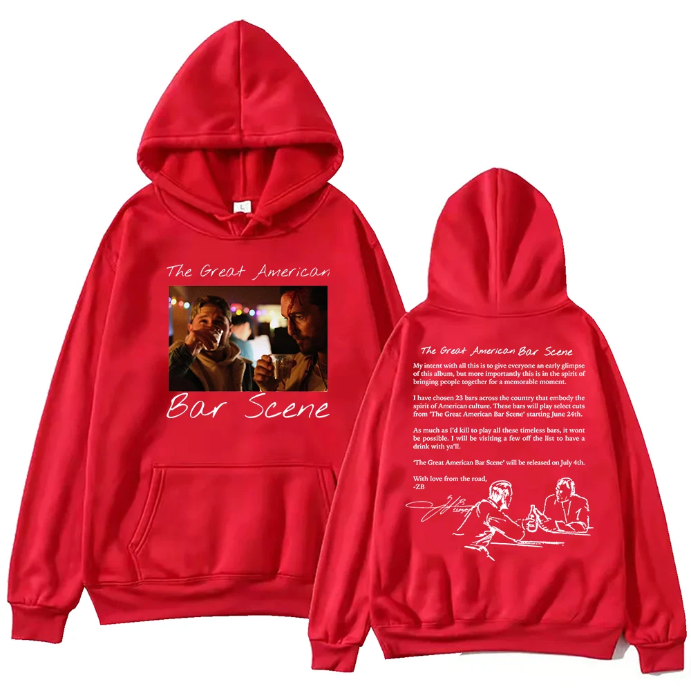 The Great American Bar Scene Zach Bryan 2024 Hoodie Harajuku Hip Hop Pullover Tops Sweatshirt Fans Gift Tops