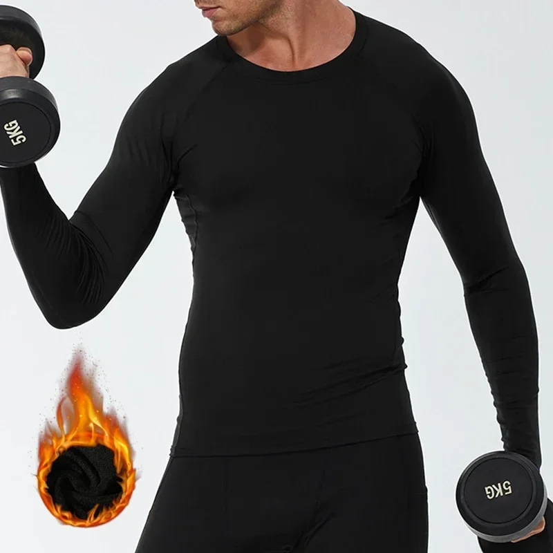 

Men Thermal Underwear Winter Thermo Shirt Tops Fleece Undershirts Warm Sleepwear Elastic Long Johns Inner Wear Thermal Clothing