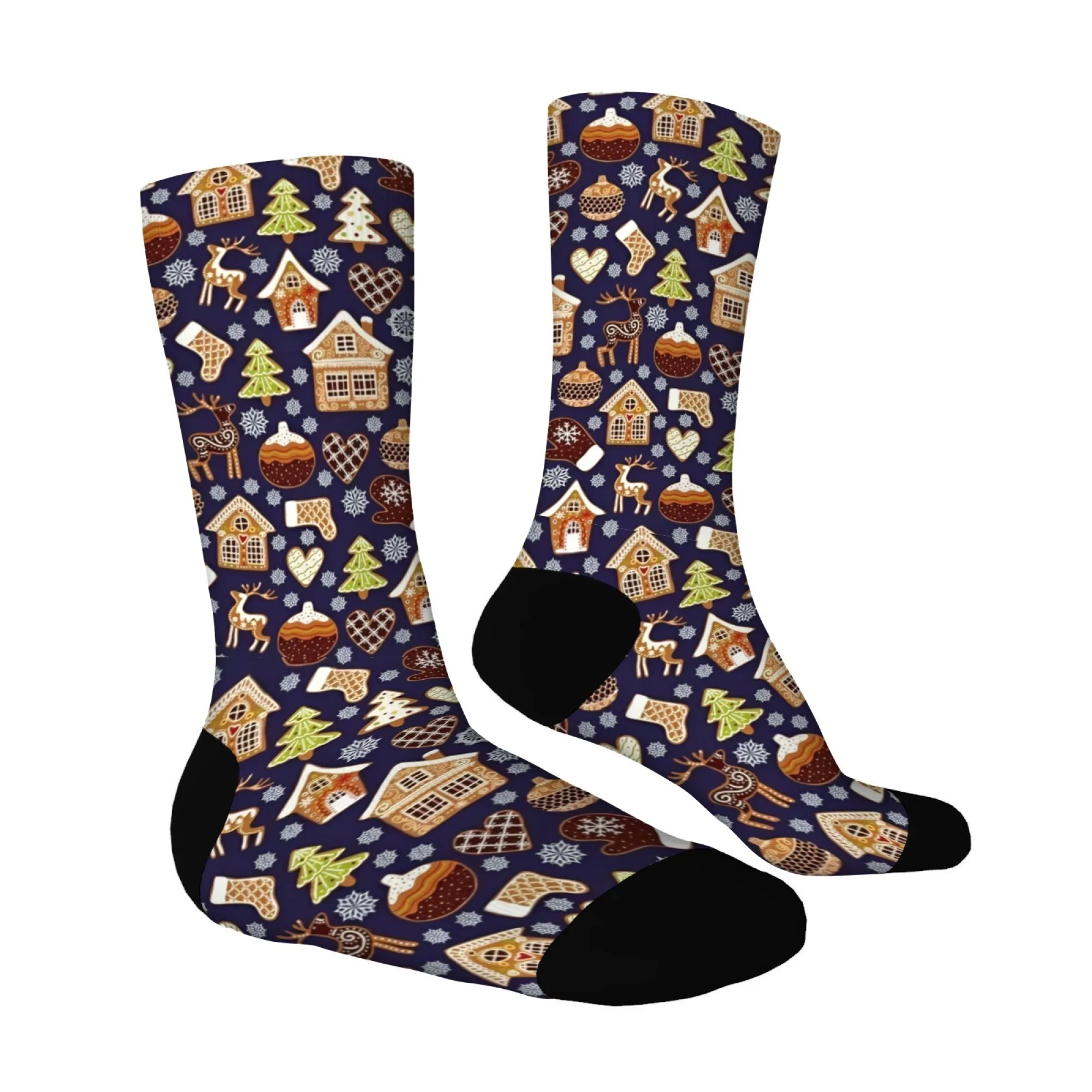 Calcetines de ciudad de cuento de hadas de pan de jengibre, calcetines Retro Vintage con patrón de Navidad, calcetines Unisex cómodos y transpirables, regalo único para vacaciones