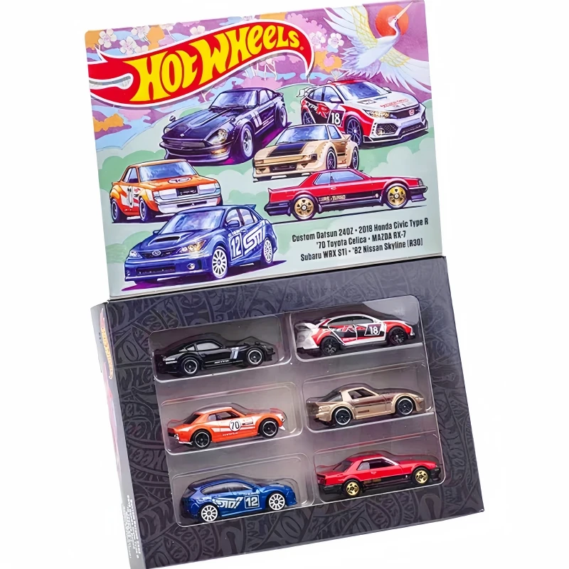

Hot Selling Genuine Hot Wheelsjdm Six Car Gift Box Japanese Historical Cherry Blossom Limited Edition Set Alloy Car Model Gifts