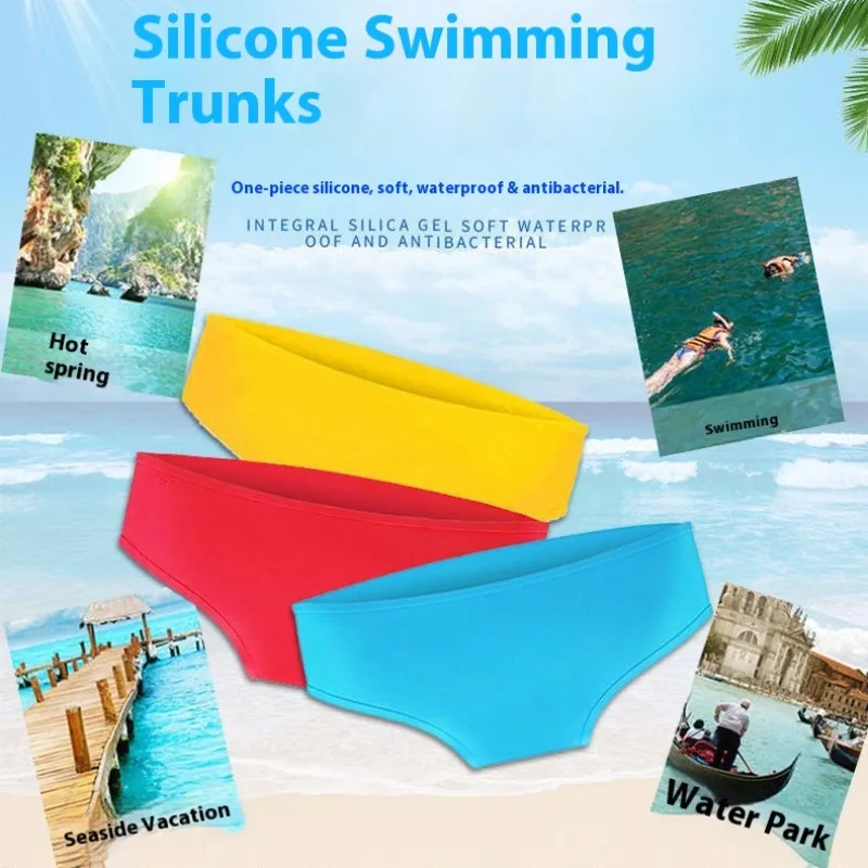 Bragas de natación de silicona sin costuras para mujer, Bikini impermeable de secado rápido, ropa interior ajustada para la piel, pantalones cortos absorbentes para deportes acuáticos