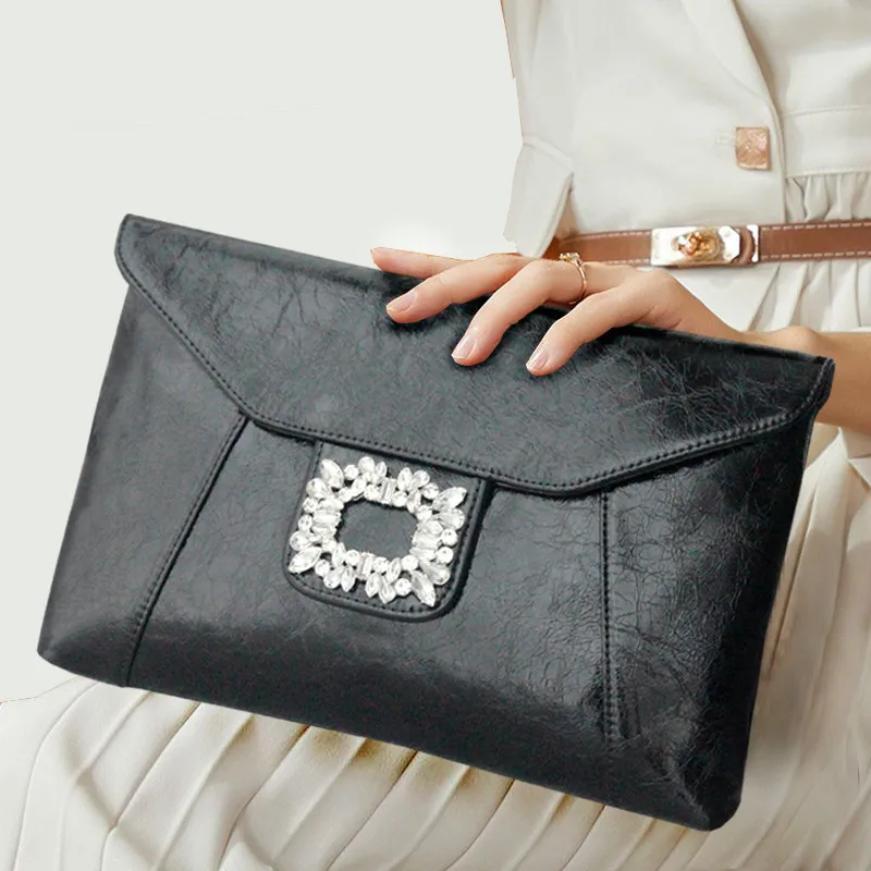 

Design Women Envelope Clutch Leather Chains Ladies Shoulder messenger Bag female evening Clutches diamonds Party dinner bag