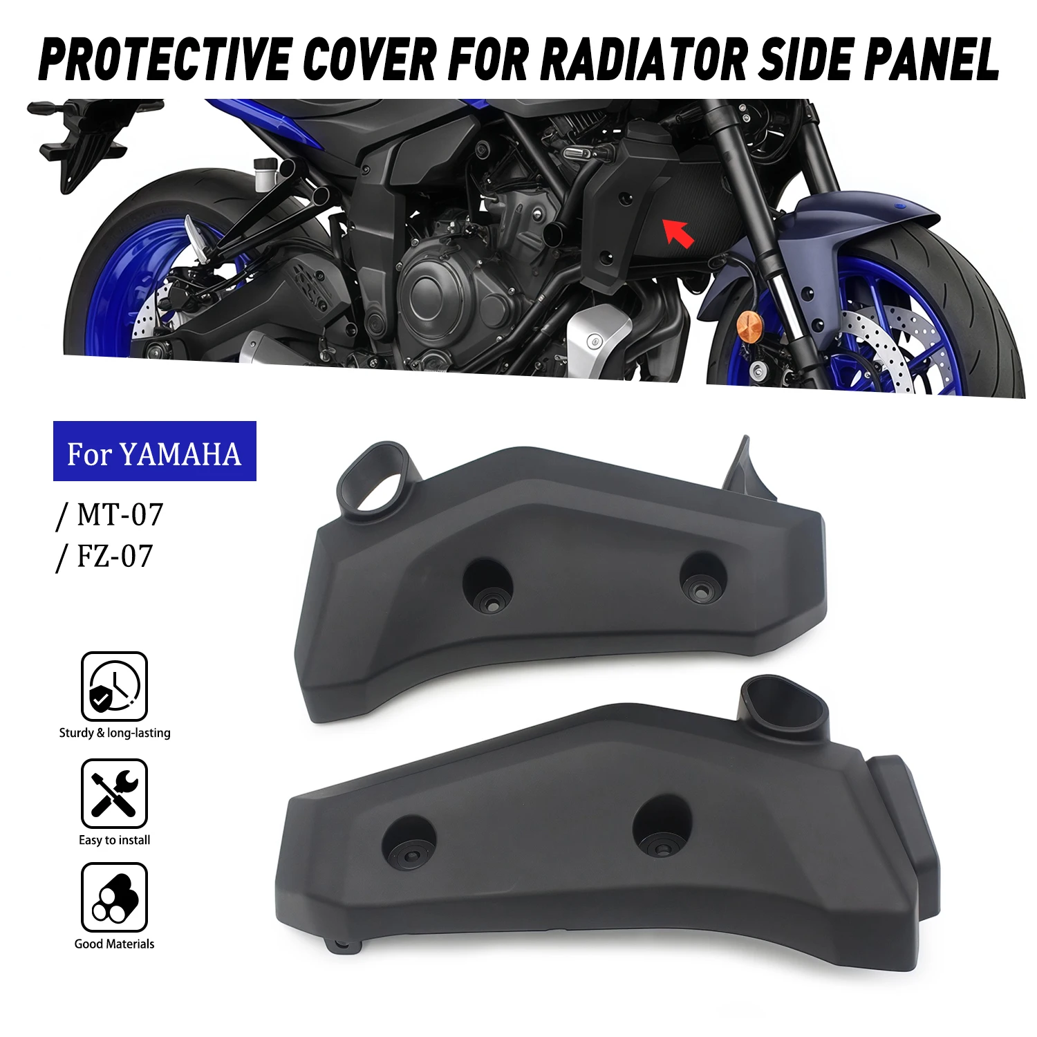 

Water Tank Radiator Side Panels Cover Fairing Kit ABS For Yamaha MT-07 mt07 MT07 FZ-07 FZ07 2025 2026 Motorcycle Accessories