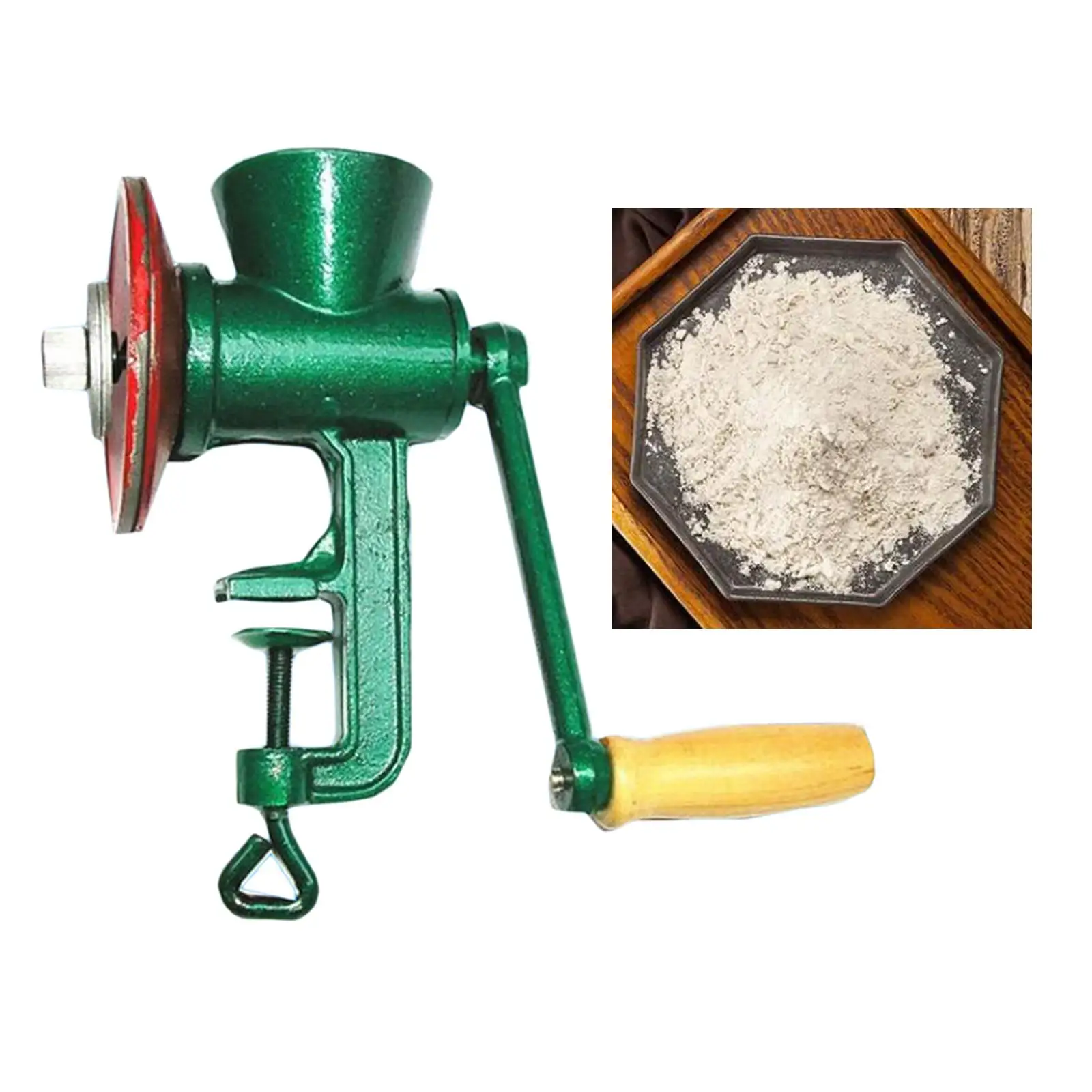 Hand Grain Grinder Mill Coarseness Adjustable Countertop Clamp for Wheat