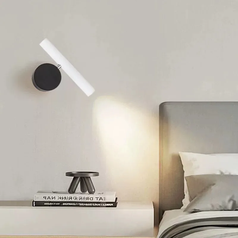 Nordic Modern Rotatable Spotlight Minimalist Wall Lamp for Bedroom New Hotel Headboard Reading Light Simple Design