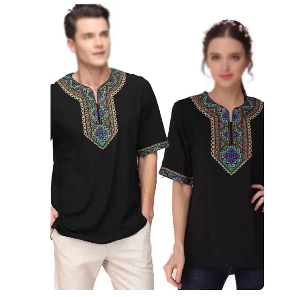 Traditional Tribal Pattern Embroidered White Tunic Shirt, Loose Fit Boho Tunic Blouse  Ethnic Garment Many Colors