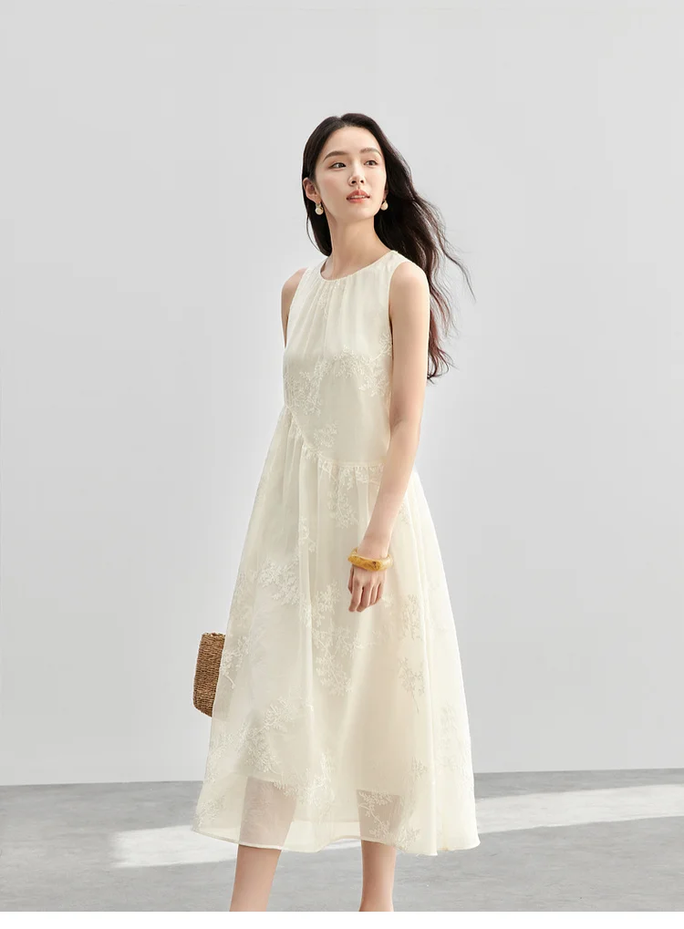 SENTUBILA Damen Sommerkleid 2026 Elegantes Damen-Sommerkleid mit Stickerei Ärmellos Urlaubskleid Langes Kleid für Frauen 151L58207 – Detail 19