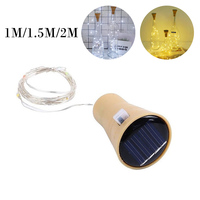 1m/1.5m/2m Led String Light Bottle Cork Copper Wire Solar Garden Cool/Warm White Party Christmas Decoration Lights For Christmas