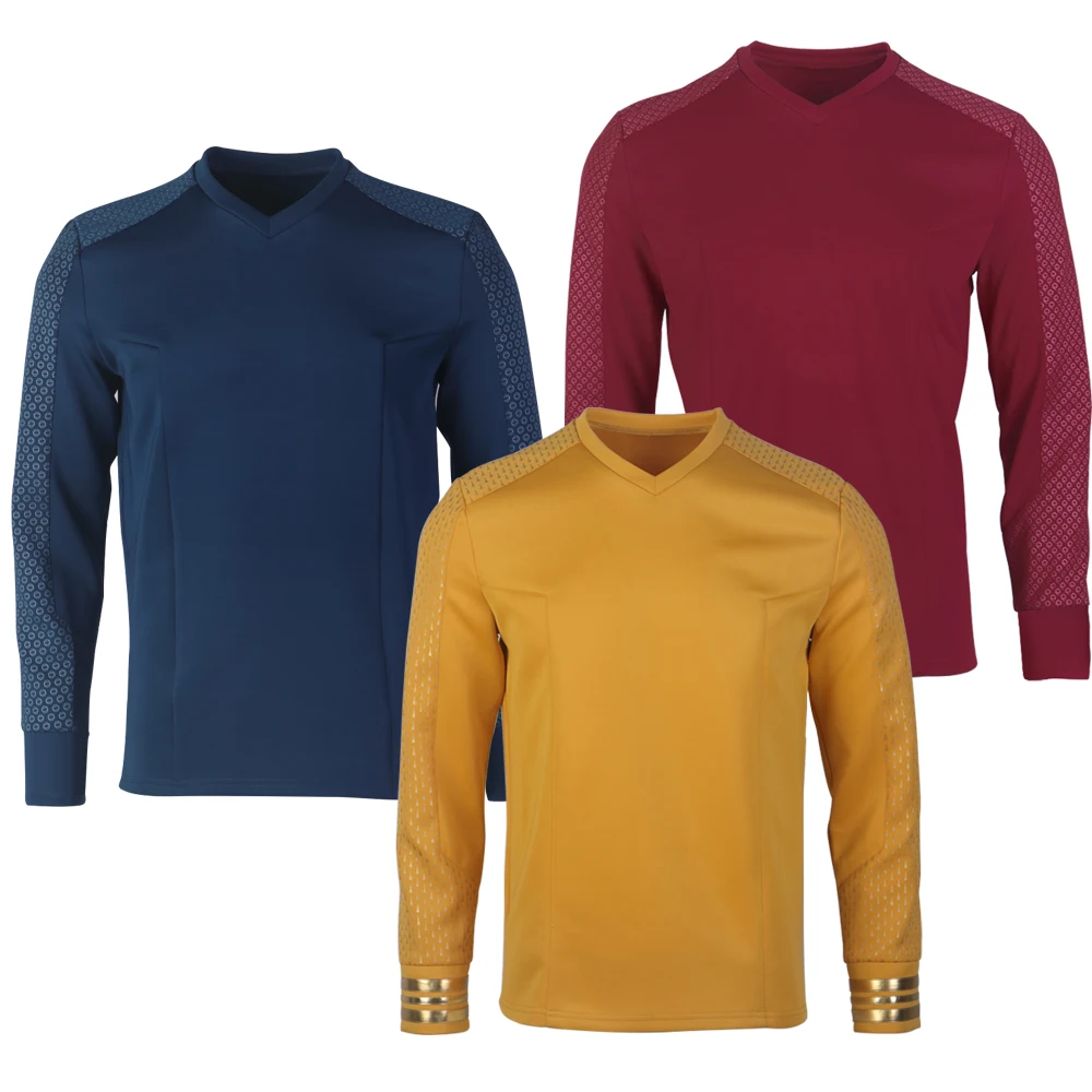 

Star Strange New Worlds Trek Pike Gold Uniforms Starfleet Red Blue Top Shirts Cosplay Costume Halloween Clothes