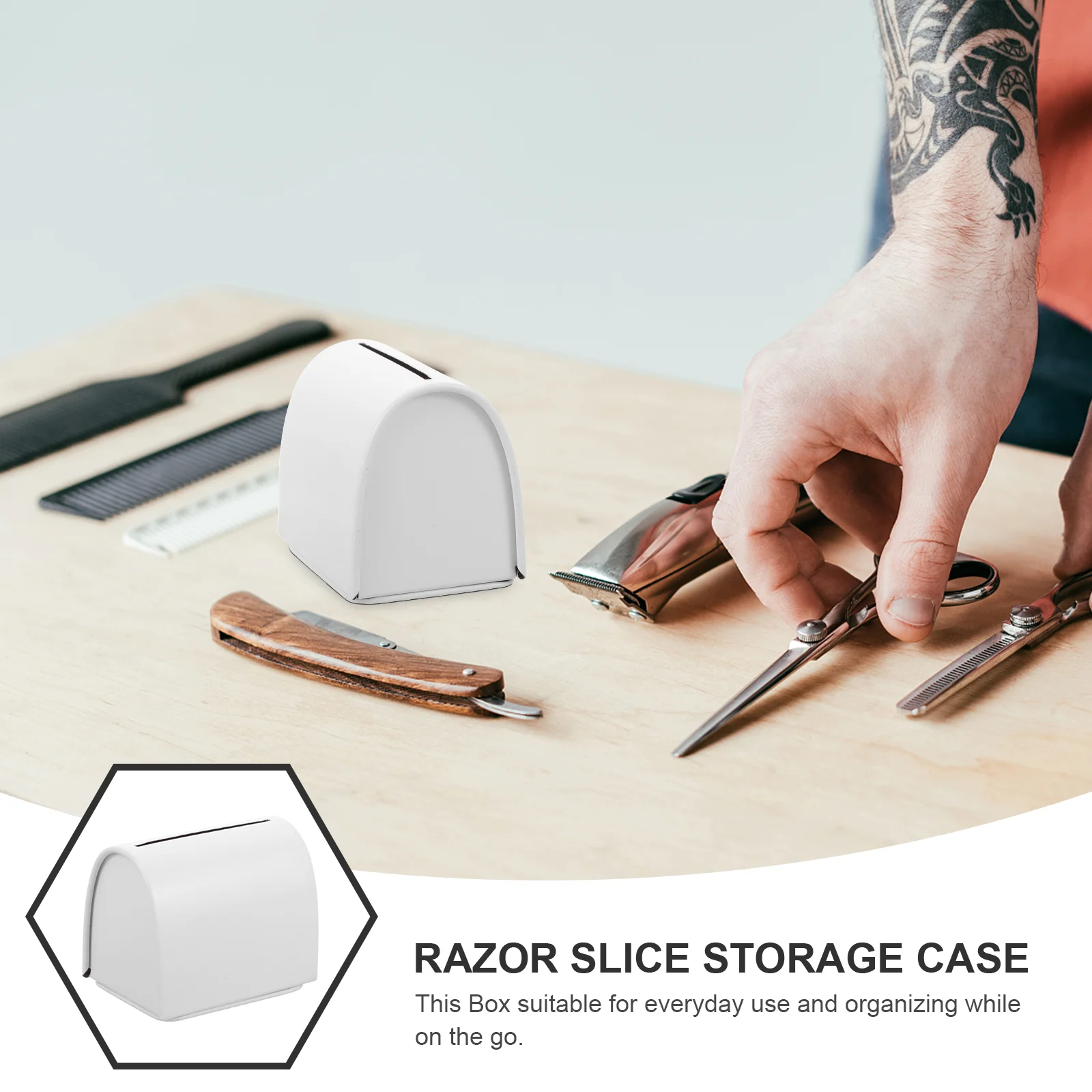 Portable Special-shaped Tinplate Razor Blade Box (white) Creative Barber Blades Holder Disposal Container Storage Case Shavers