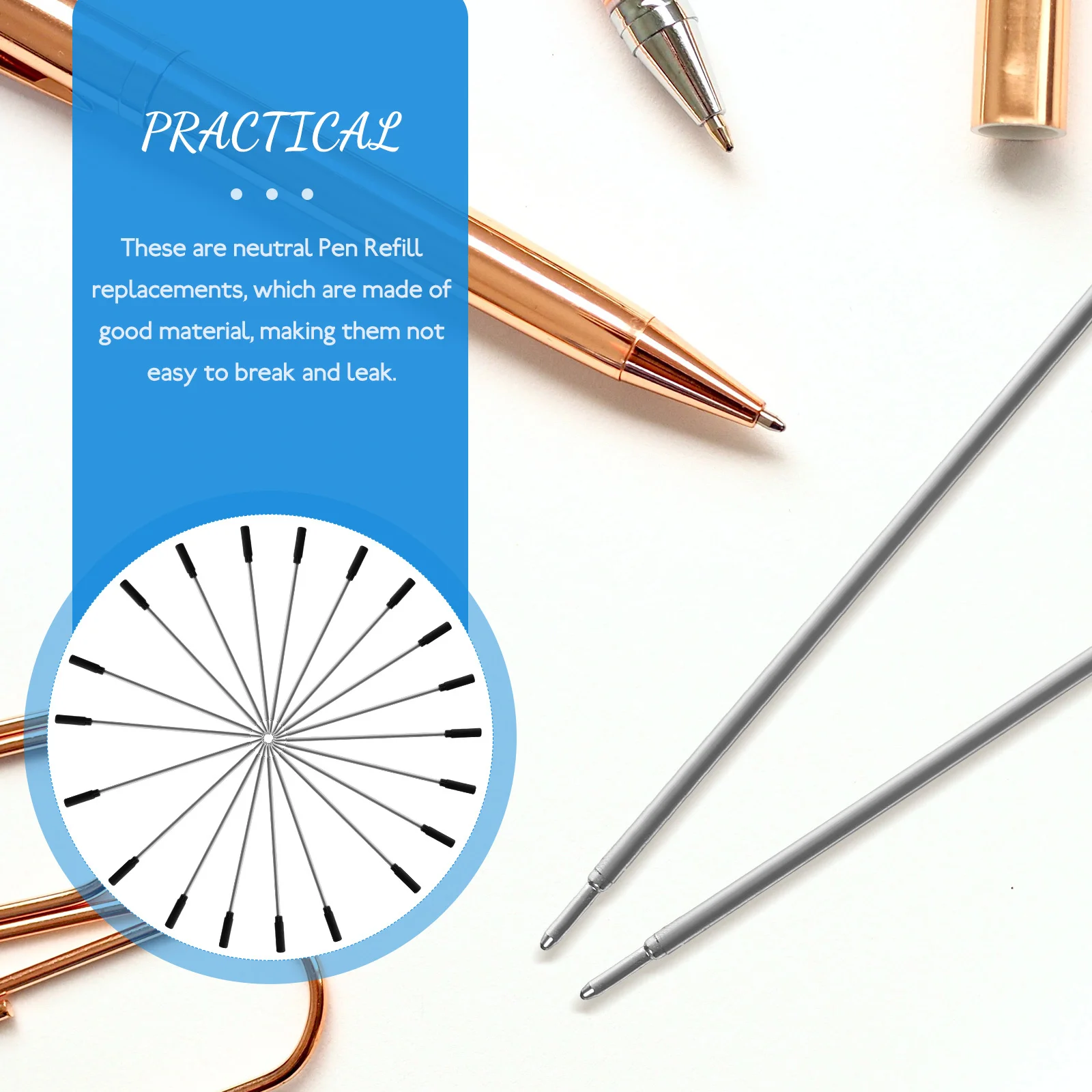 

20Pcs Fine Point Replaceable Ballpoint Pen Refills Black Gel Pen Replacement Ink for Students Office Students Stationery