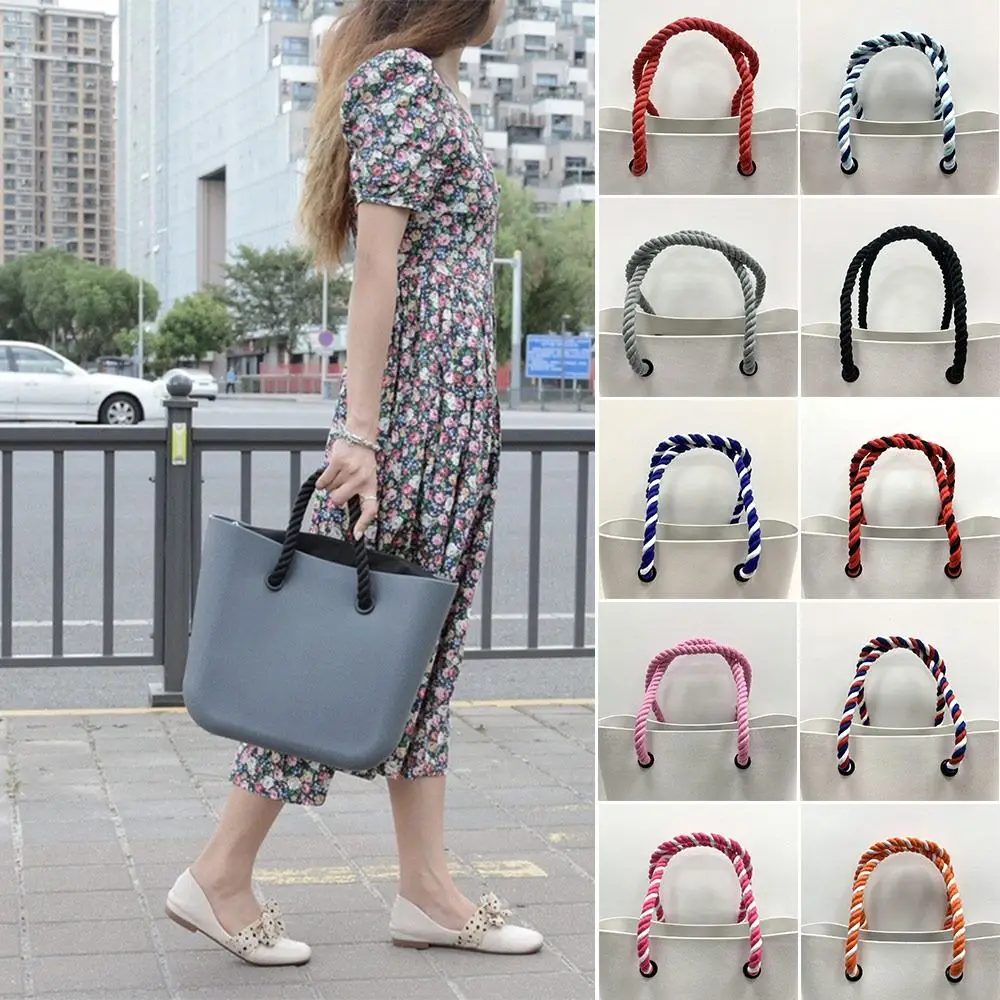 1Pair Cotton Linen Handbag Shoulder Strap Detachable Contrast Color Bag Belt Shoulder Bag Strap for Bogg Bag