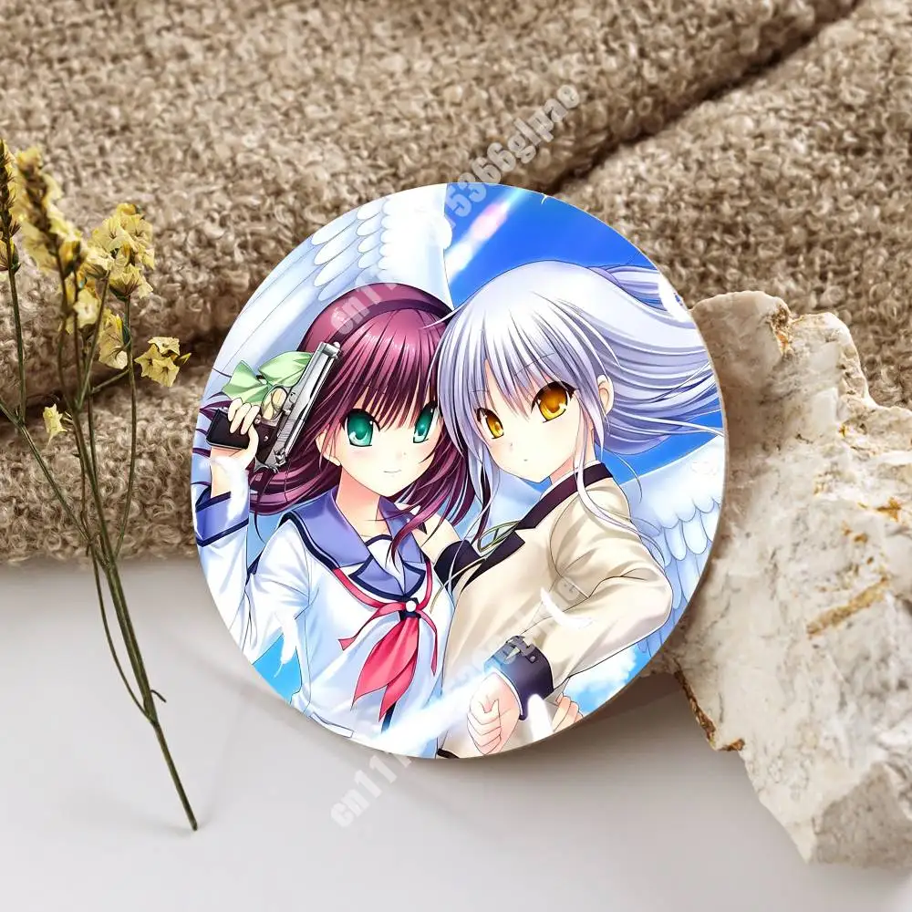 Key Anime Angel Beats Kanade Yuri Yui Wooden Cup Mat Americano Beer Milk Water Coaster for Baking Studio