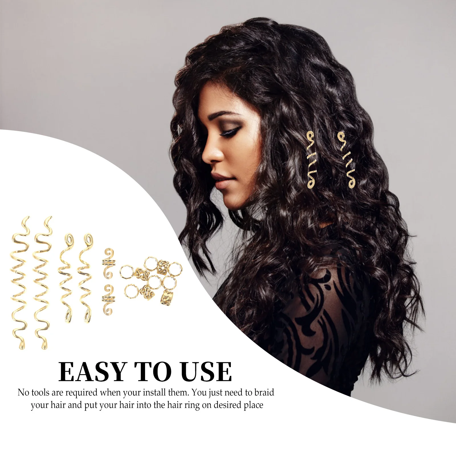 

16Pcs Zinc Alloy Dreadlocks Rings Reusable Hair Cuffs for Viking Braids Dreadlock Styling Party Daily Wear Dreadlocks Rings