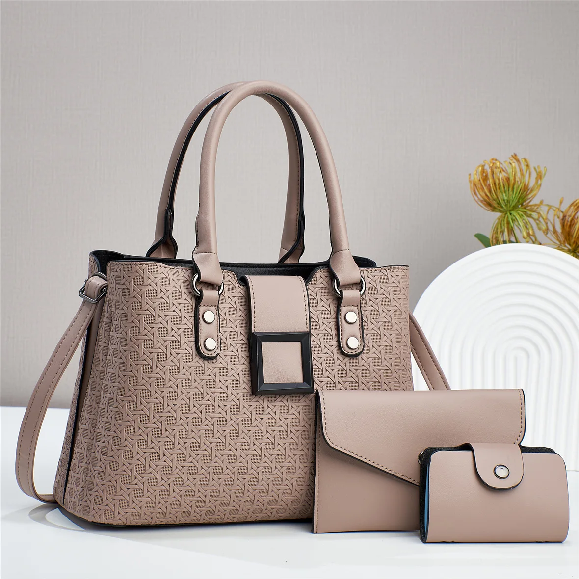 

Weaving Texture Ladies Business Tote Handbag High Quality Light Luxury Crossbody Composite Bag Retro Fashion Single-shoulder Bag