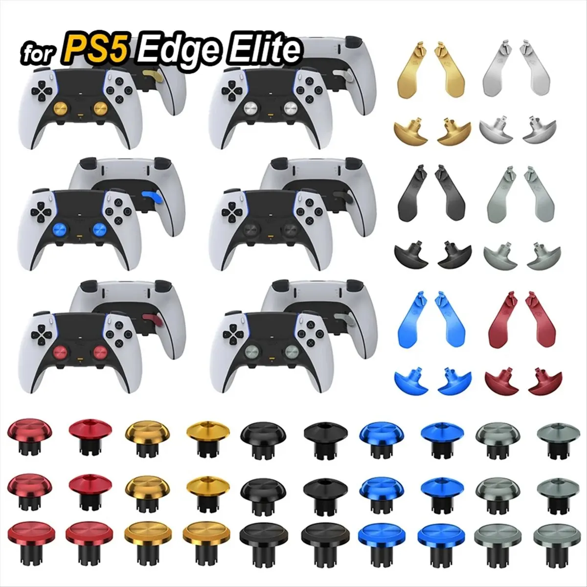 Compatible Metal Joystick Kit for PS5 Edge Game Console Joystick Back Paddles Triggers Buttons for PS5 Dualsense Controller A