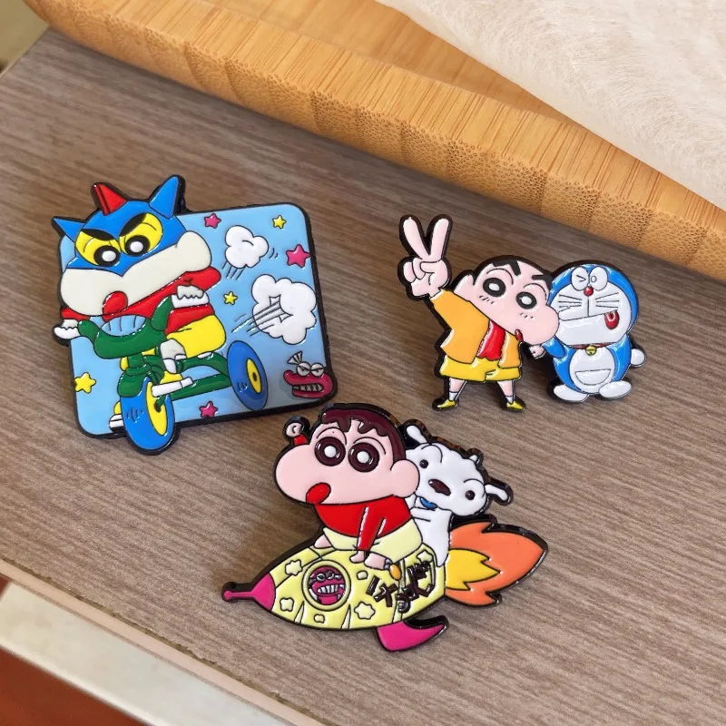 

Cartoon Anime Characters Brooch Creative Rocket Riding Design Badge Classic Anime Peripheral Enamel Pin Clothing Accessory Gift