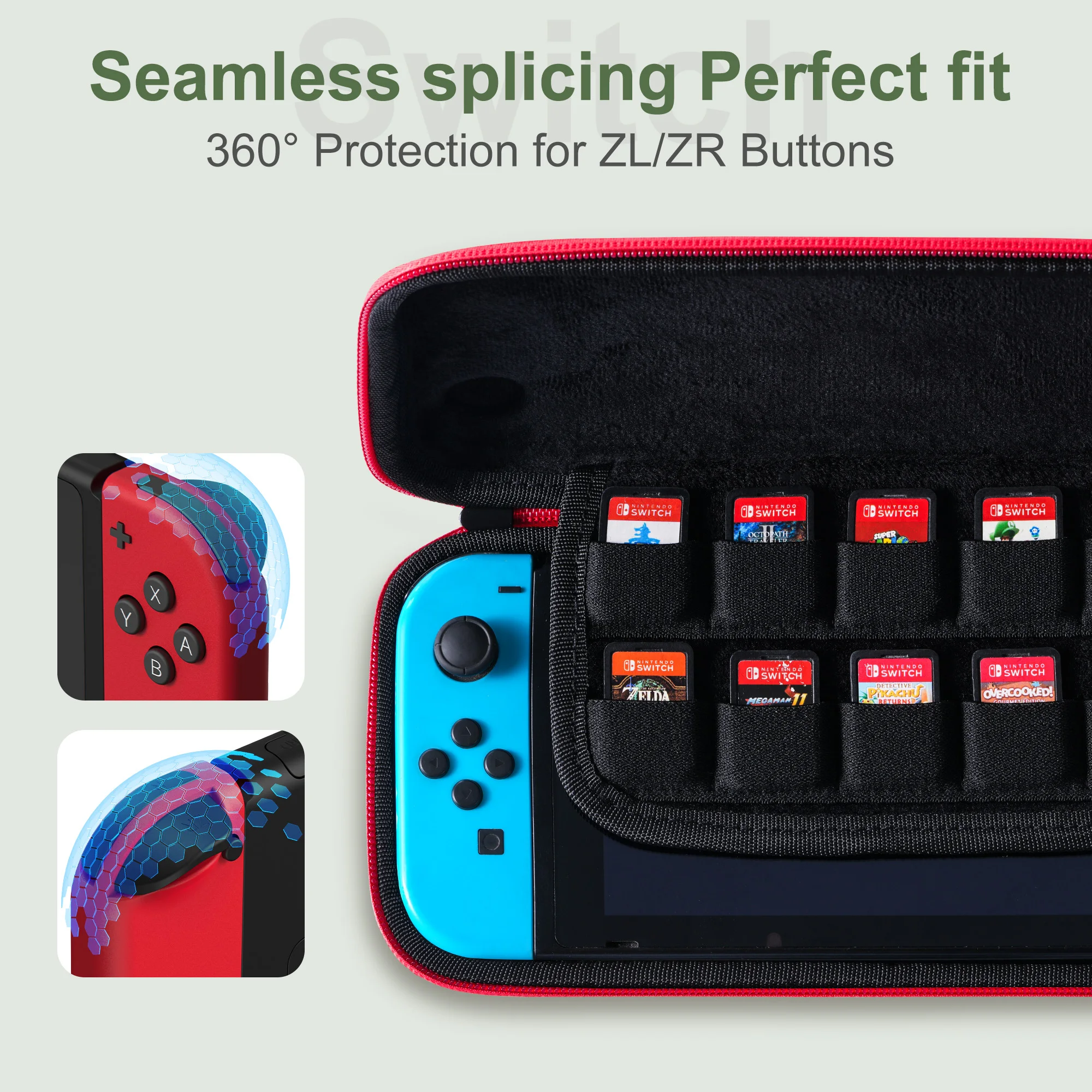 For Nintendo Switch Carrying Case Nylon Protective Box For NS OLED/Lite Game Console with 10 Game Cartridge Slot Travel Case