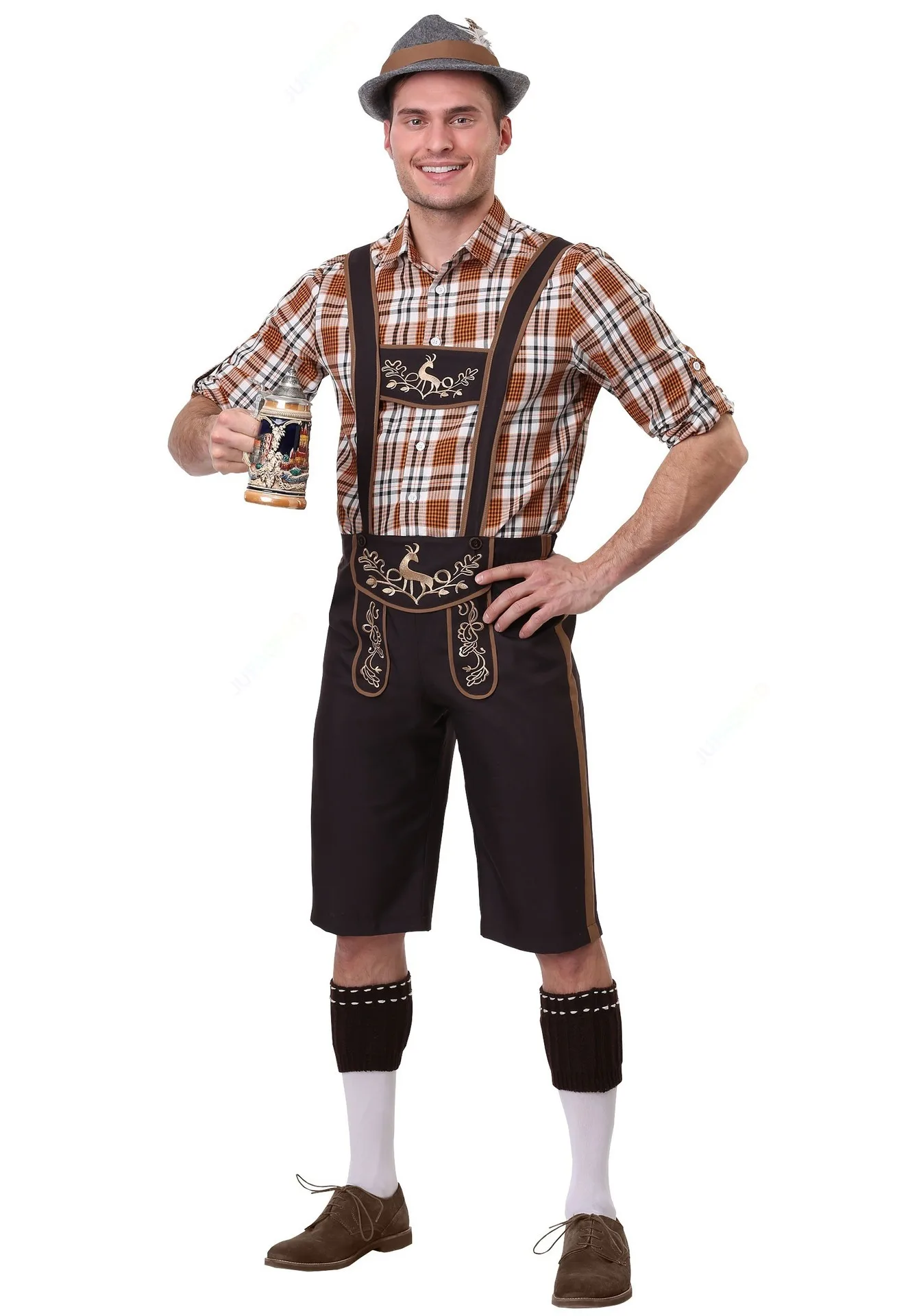 Costume d'Oktoberfest de couple classique, chemise à carreaux nationale allemande, tenue léderée, cosplay, carnaval, Halloween, robe de soirée de paupières