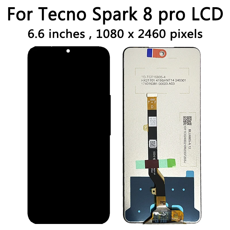 100% Tested For Tecno Spark 8 /8C/8P/8T/8 Pro LCD KG6 KG5k KG6p KG7H KG8 Display Touch Screen Digitizer Panel Parts