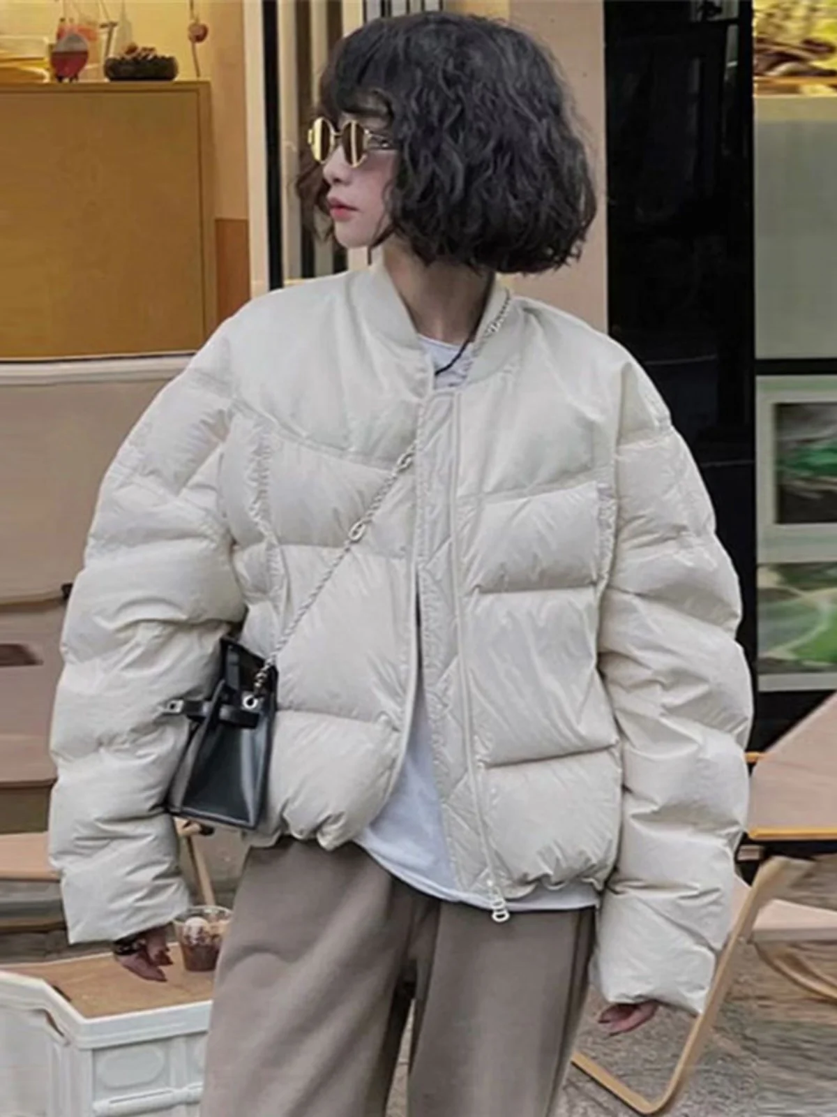 

Fashionable Thickened Baseball Cotton Jacket Women's Small Size Short Style Winter Loose Versatile Korean Version Long Sleeve