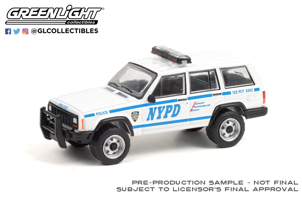 

1:64 1997 Jeep Cherokee NYPD Police Jeep, модель из сплава, коллекционные подарочные игрушки